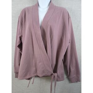 Athleta Retroterry Wrap Sweatshirt Damask Mauve French Terry Womens L Active